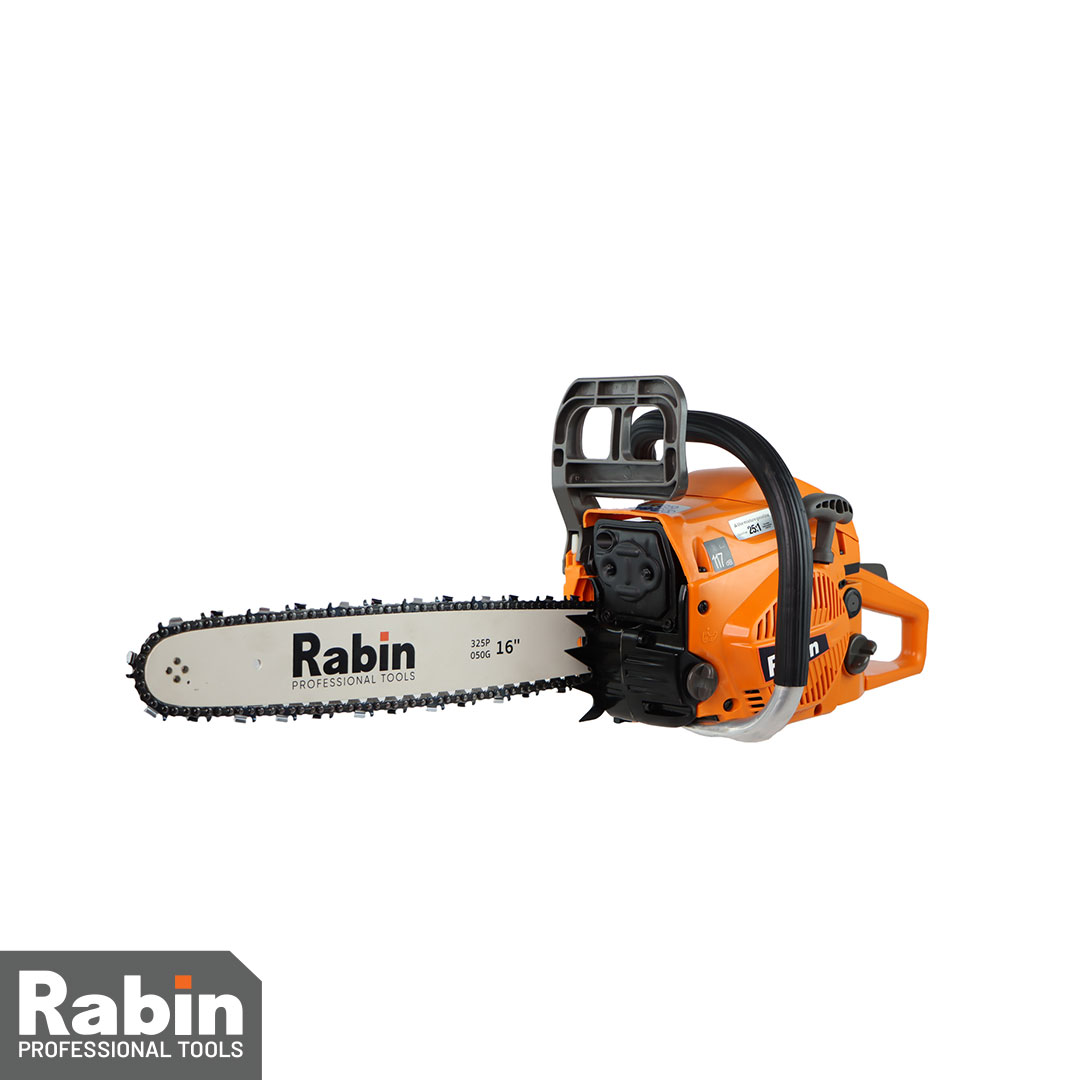 اره زنجیری بنزینی رابین مدل R5045 | قدرت بالا، دقت بی‌نظیر و راحتی در استفاده برای پروژه‌های حرفه‌ای