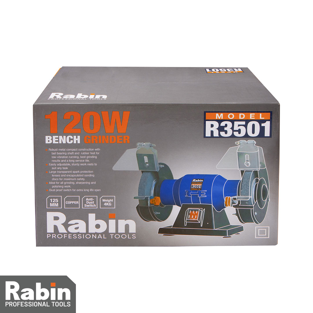 سنگ رومیزی رابین مدل R3501 | دقت و کارایی در تراشکاری و تیزکاری (125 میلی‌متر)