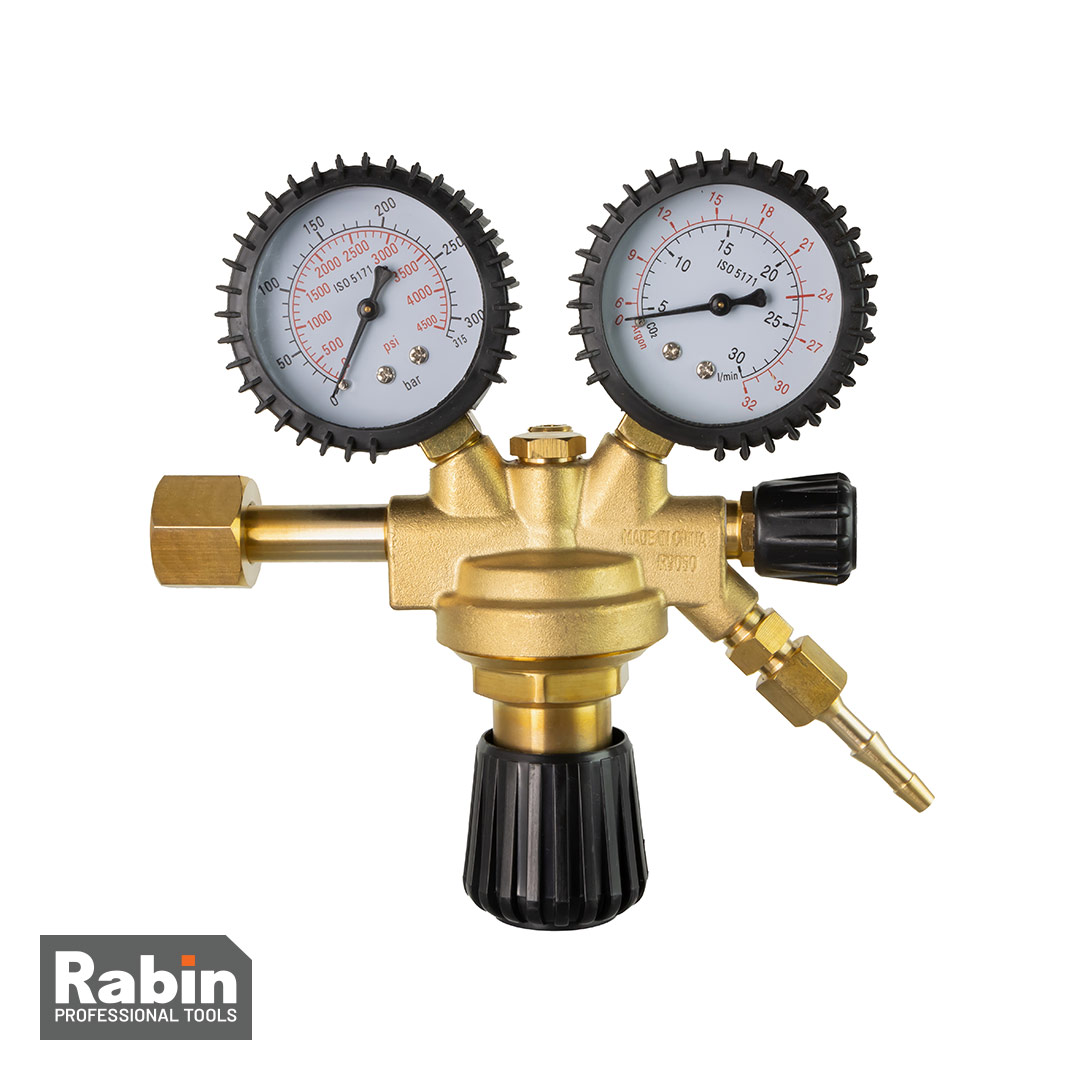 مانومتر دی‌اکسید کربن رابین مدل R9050 | کنترل پایدار گاز CO₂ برای جوشکاری حرفه‌ای MIG/MAG